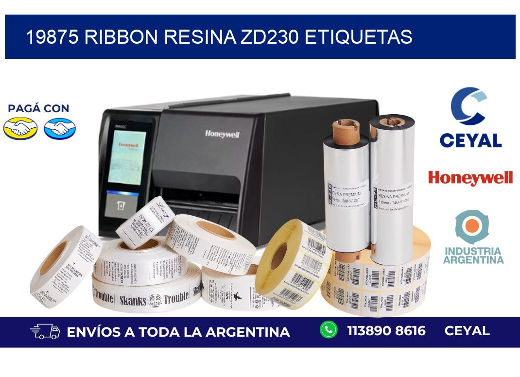 19875 ribbon resina zd230 etiquetas