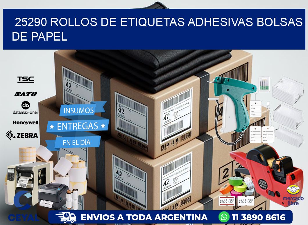 25290 rollos de etiquetas adhesivas bolsas de papel