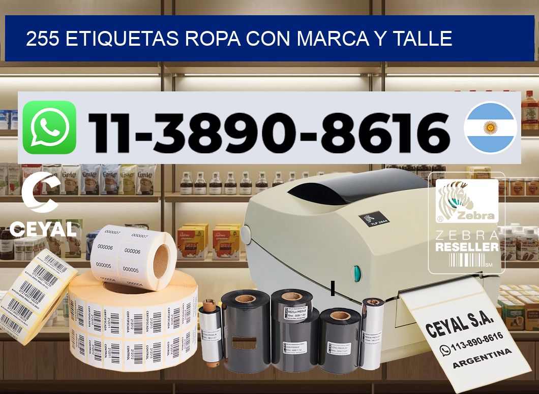 255 Etiquetas ropa con marca y talle