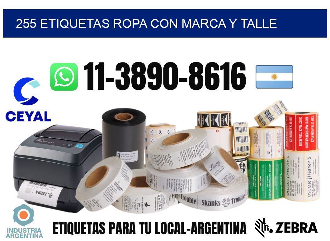 255 Etiquetas ropa con marca y talle