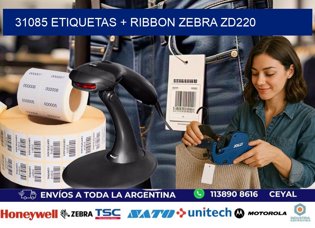 31085 etiquetas + ribbon zebra zd220