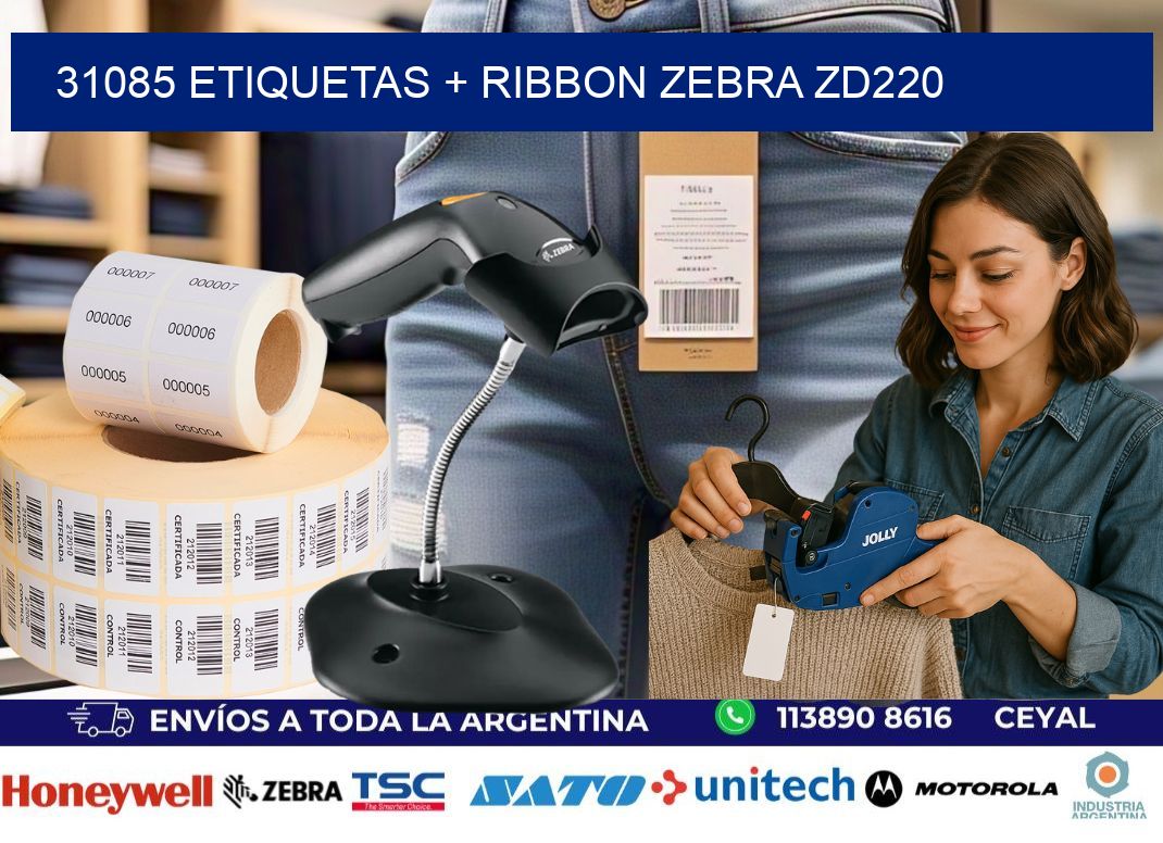 31085 etiquetas + ribbon zebra zd220