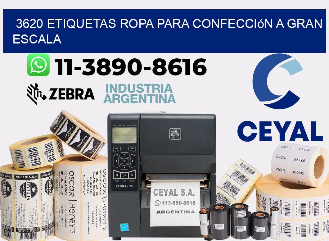 3620 Etiquetas ropa para confección a gran escala