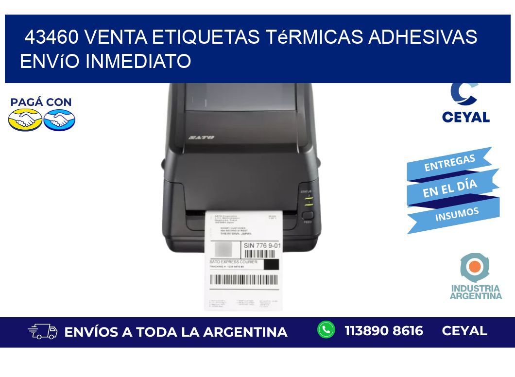 43460 venta etiquetas térmicas adhesivas envío inmediato