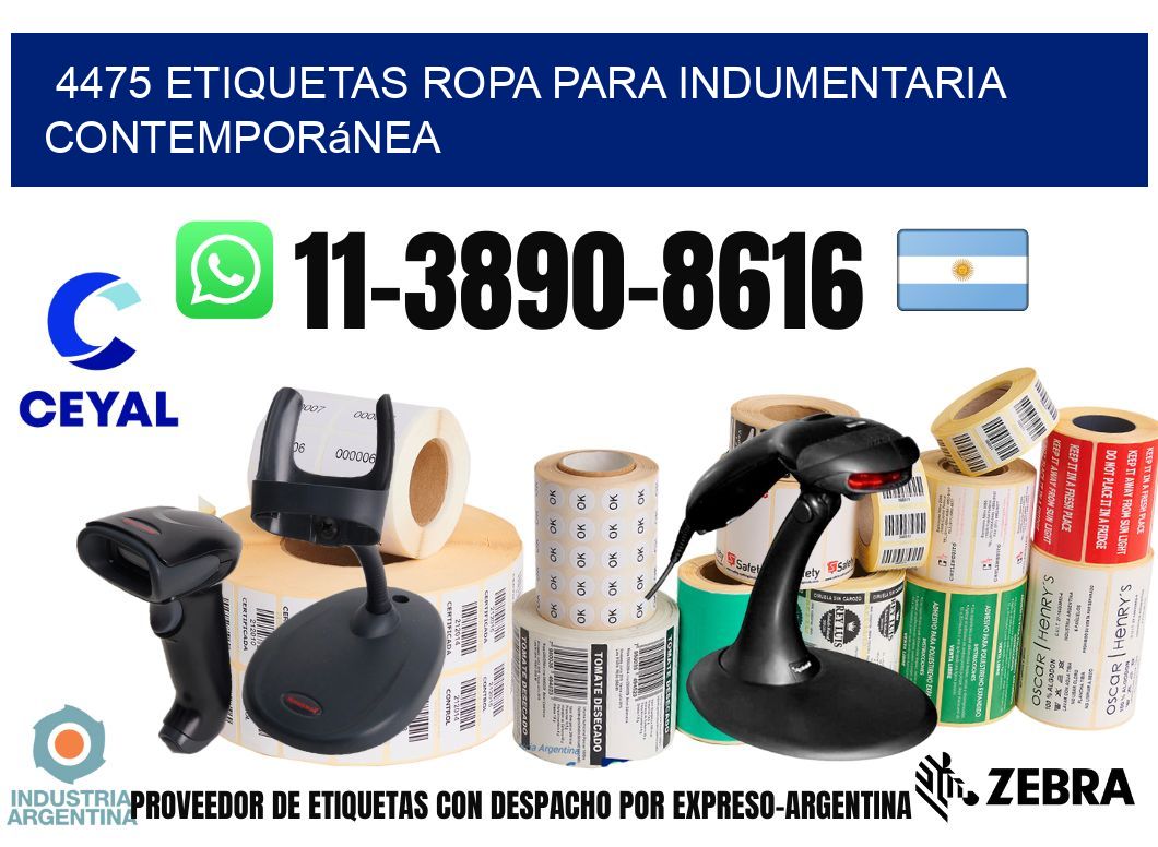 4475 Etiquetas ropa para indumentaria contemporánea