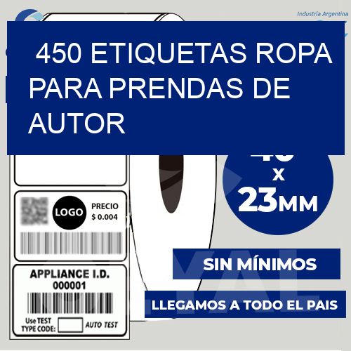 450 Etiquetas ropa para prendas de autor