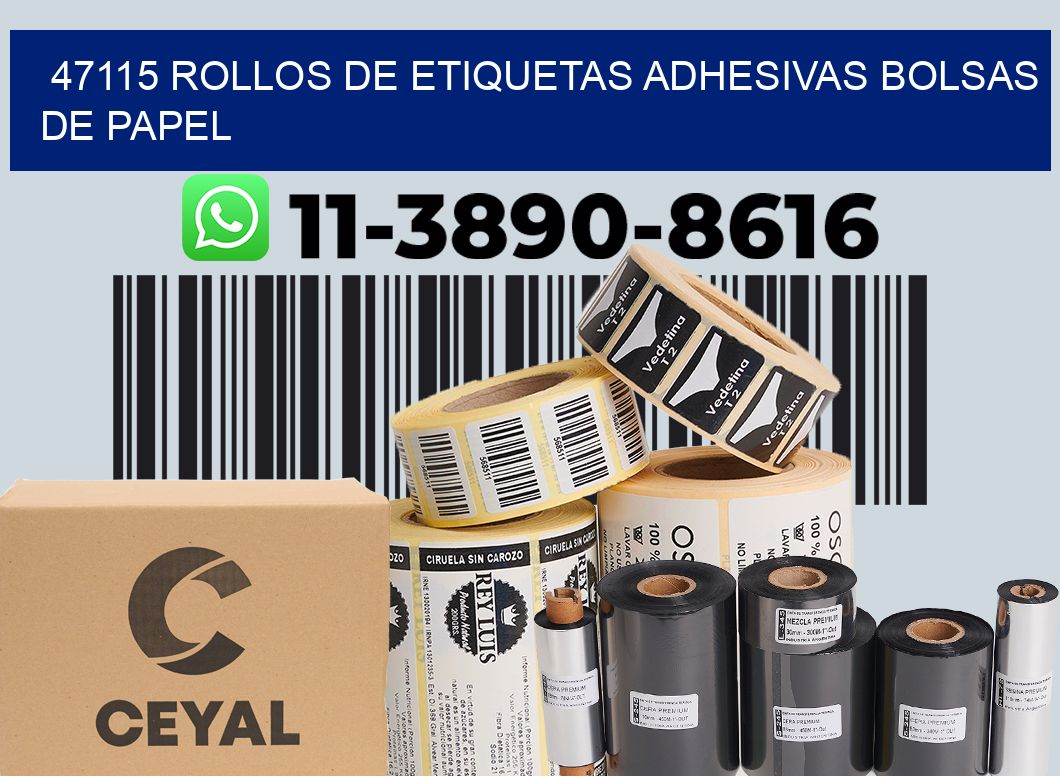 47115 rollos de etiquetas adhesivas bolsas de papel