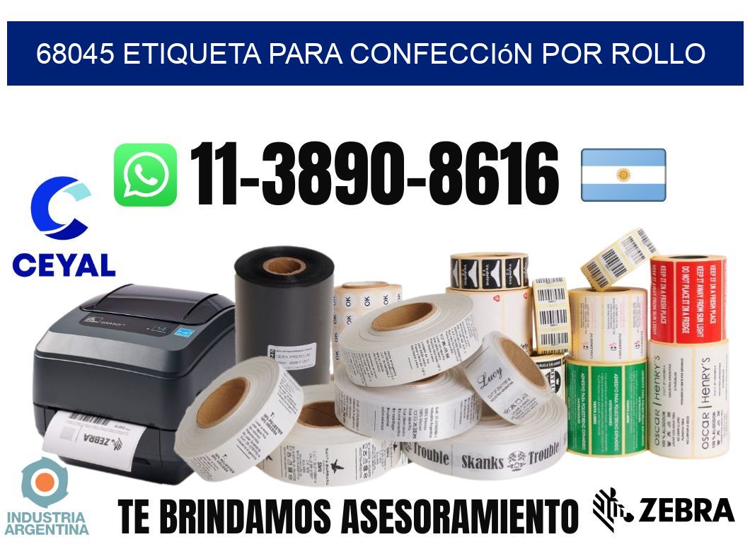 68045 etiqueta para confección por rollo