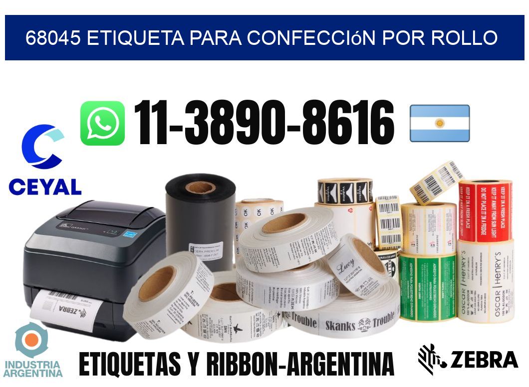 68045 etiqueta para confección por rollo