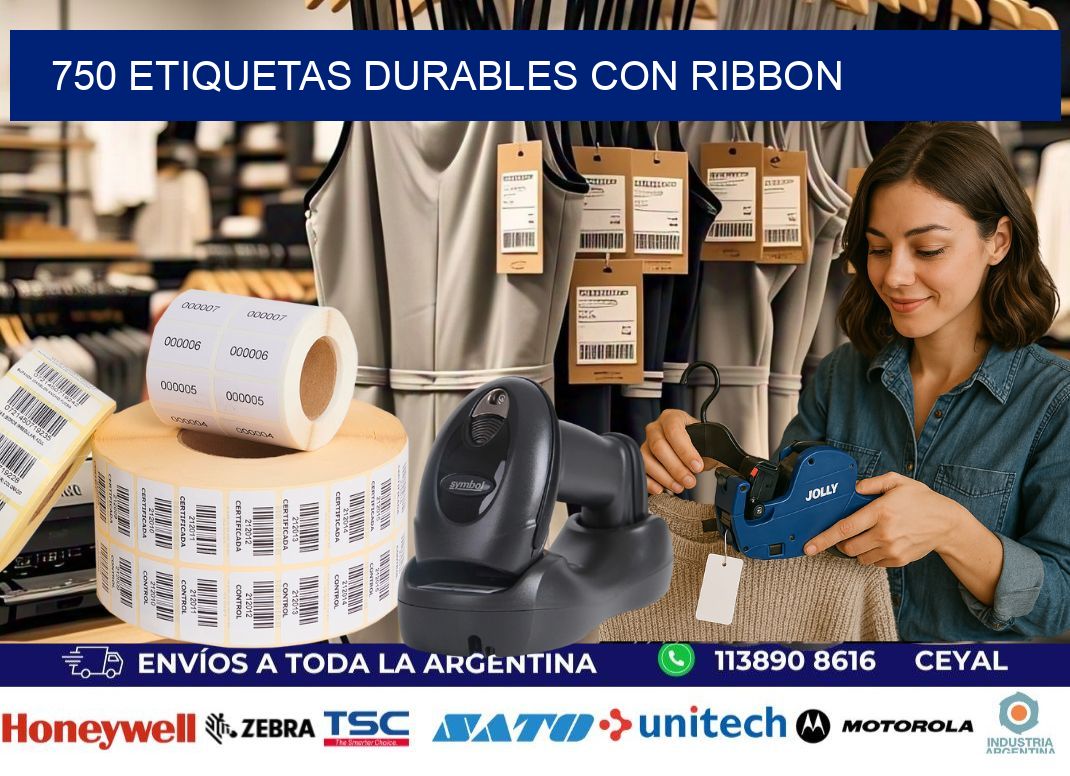 750 etiquetas durables con ribbon