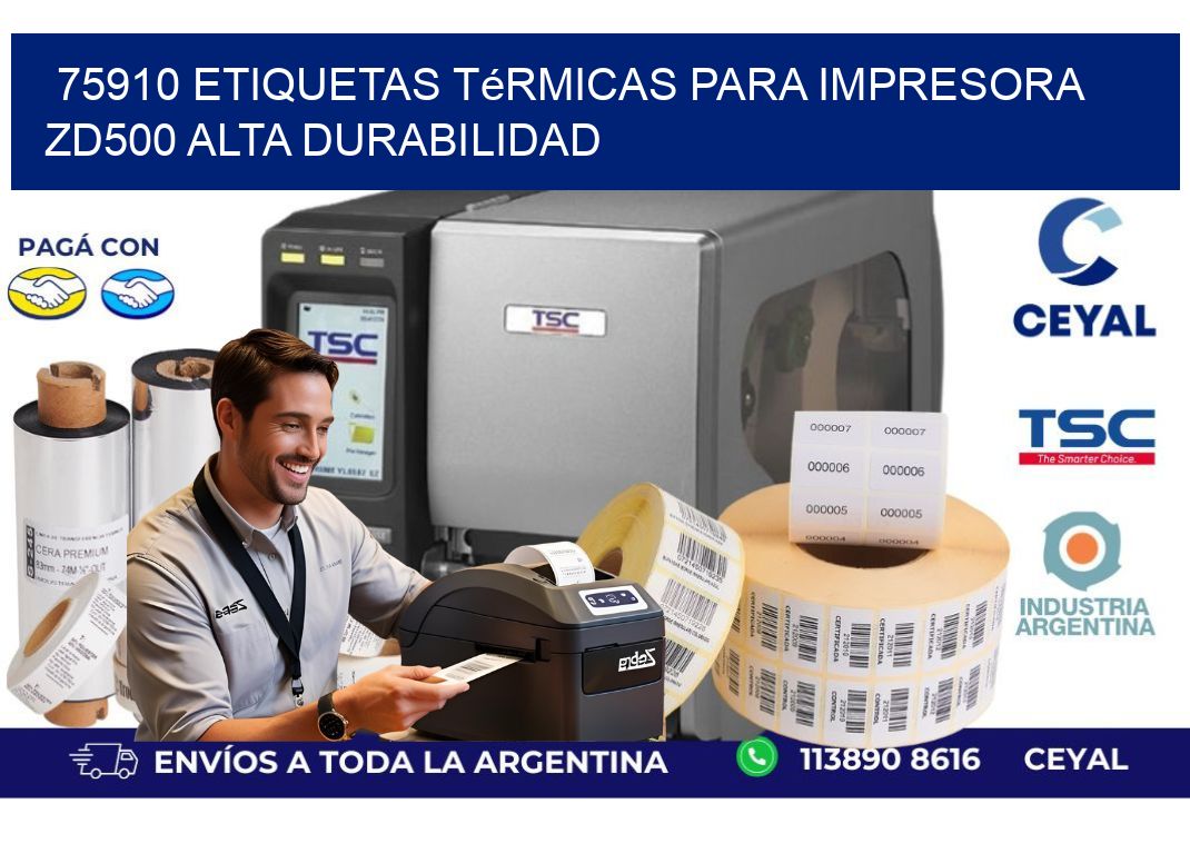75910 etiquetas térmicas para impresora zd500 alta durabilidad