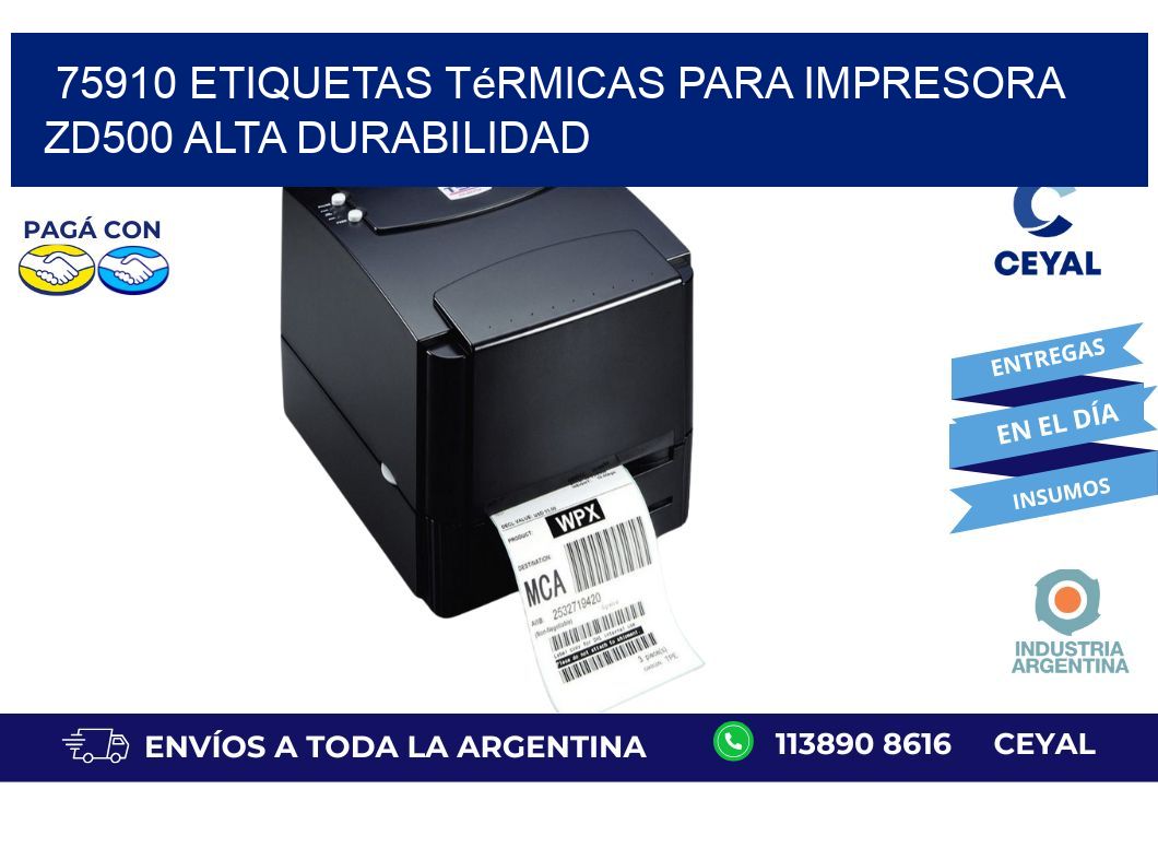 75910 etiquetas térmicas para impresora zd500 alta durabilidad