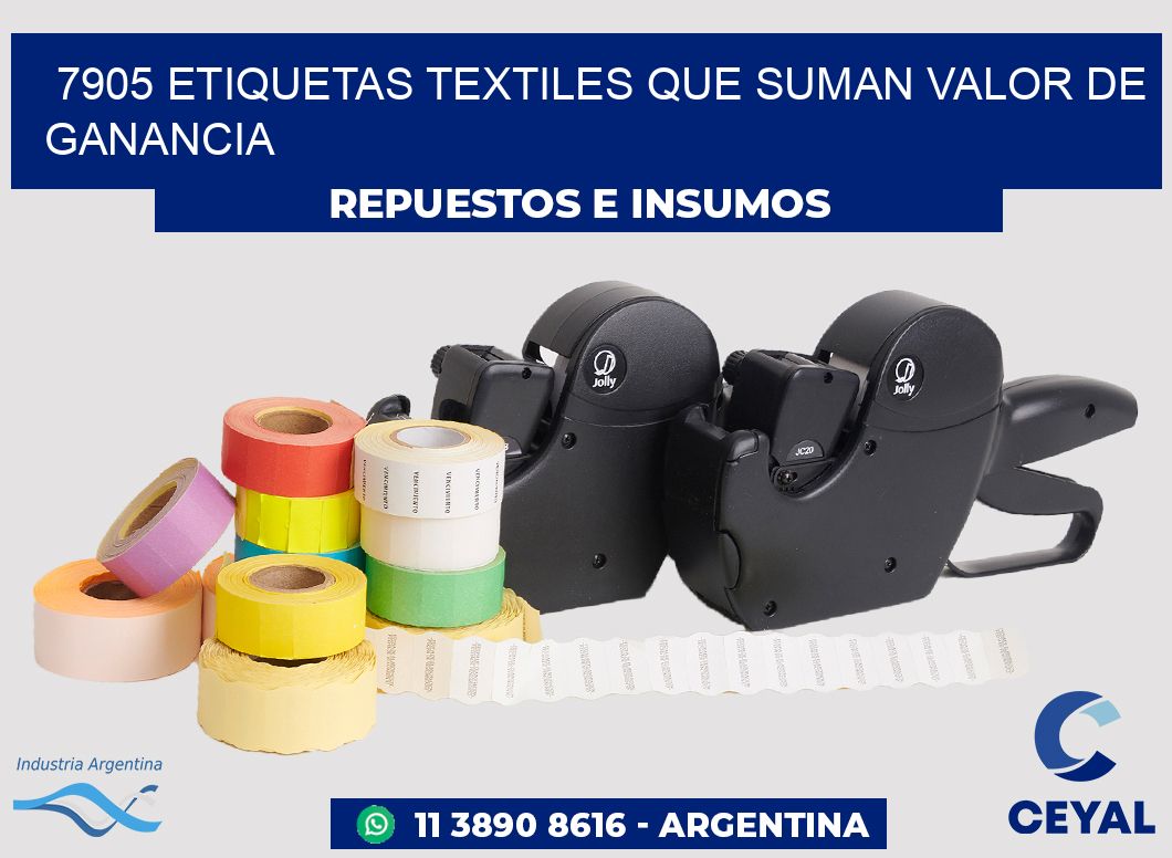 7905 Etiquetas textiles que suman valor de ganancia