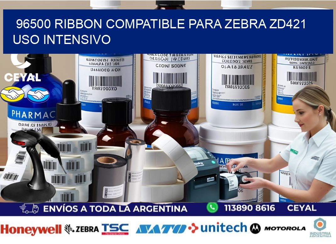96500 ribbon compatible para zebra zd421 uso intensivo