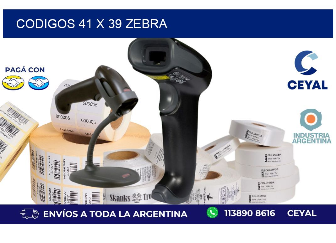 codigos 41 x 39 zebra