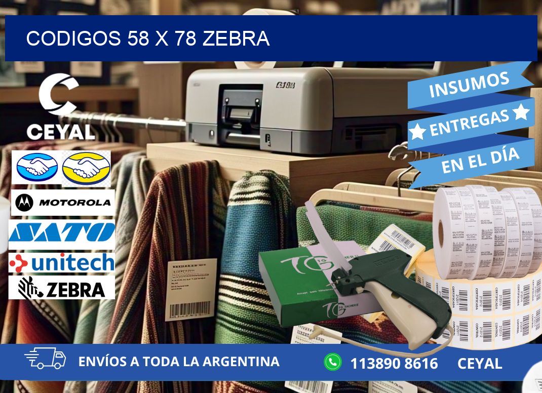 codigos 58 x 78 zebra