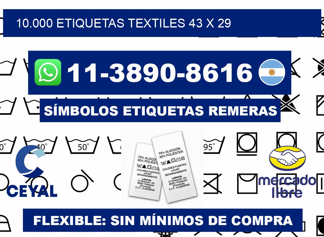 10.000 ETIQUETAS TEXTILES 43 x 29