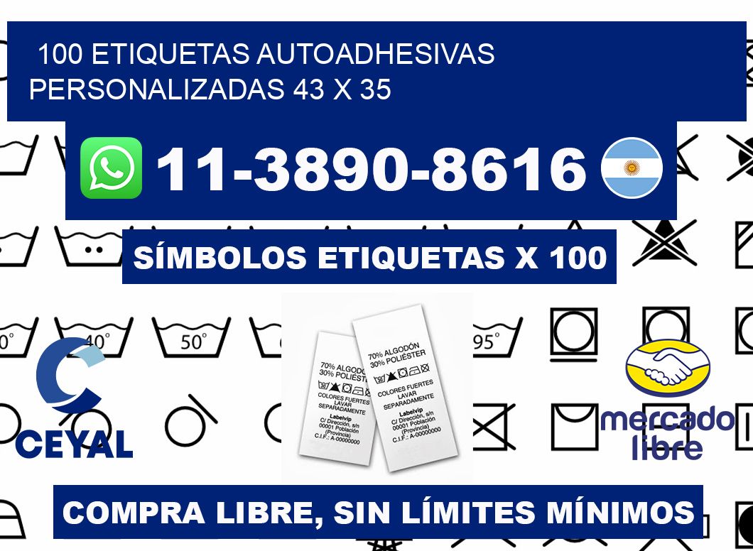 100 Etiquetas autoadhesivas personalizadas 43 x 35