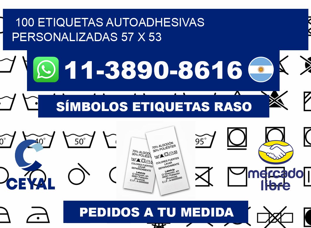 100 Etiquetas autoadhesivas personalizadas 57 x 53