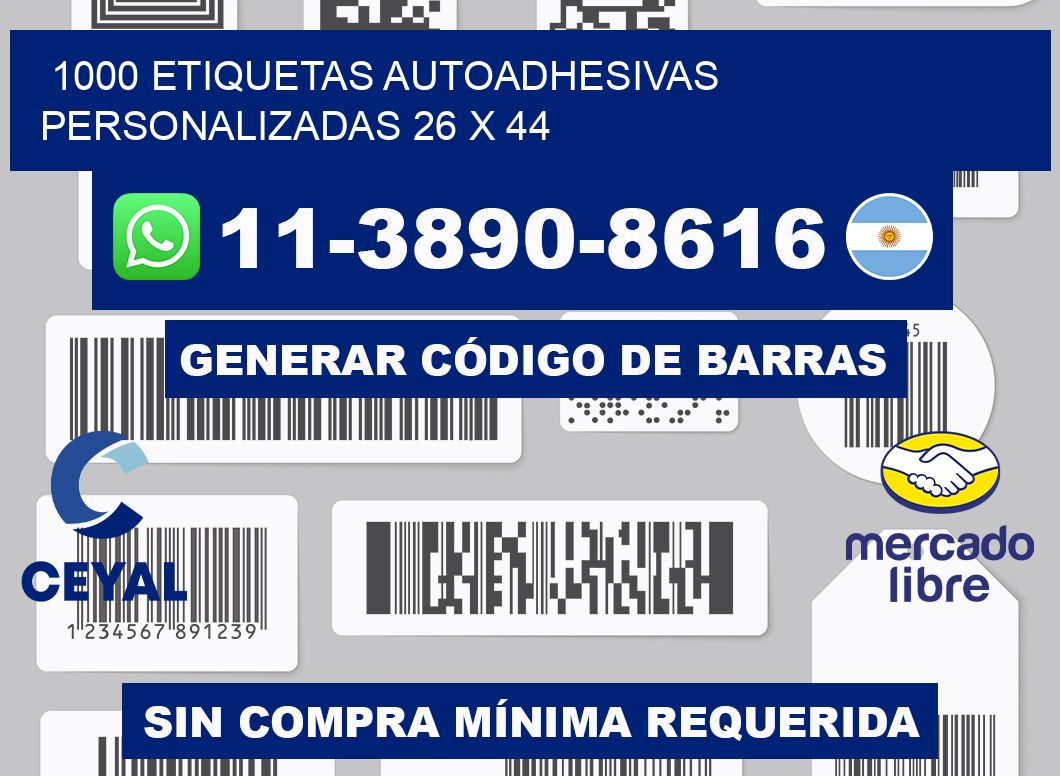 1000 Etiquetas autoadhesivas personalizadas 26 x 44