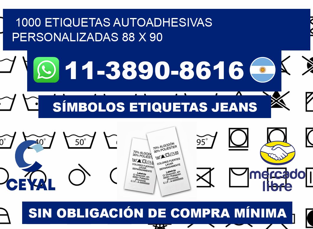 1000 Etiquetas autoadhesivas personalizadas 88 x 90