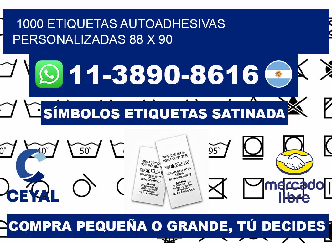 1000 Etiquetas autoadhesivas personalizadas 88 x 90