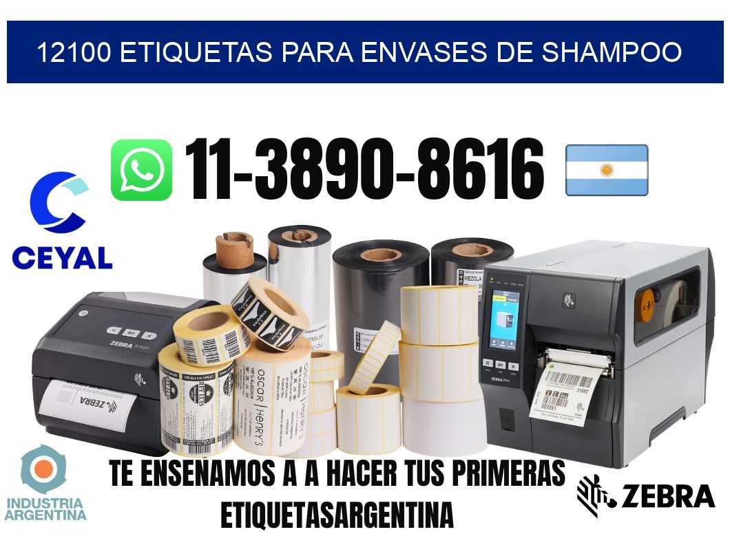 12100 Etiquetas para envases de shampoo