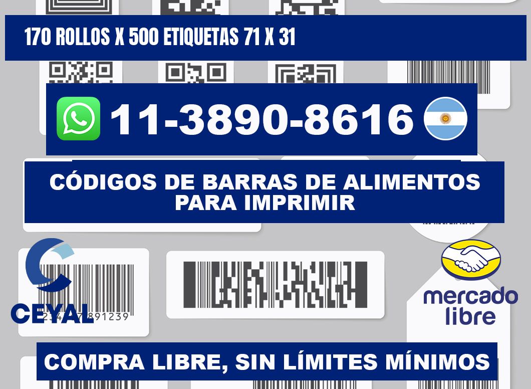 170 rollos x 500 etiquetas 71 x 31