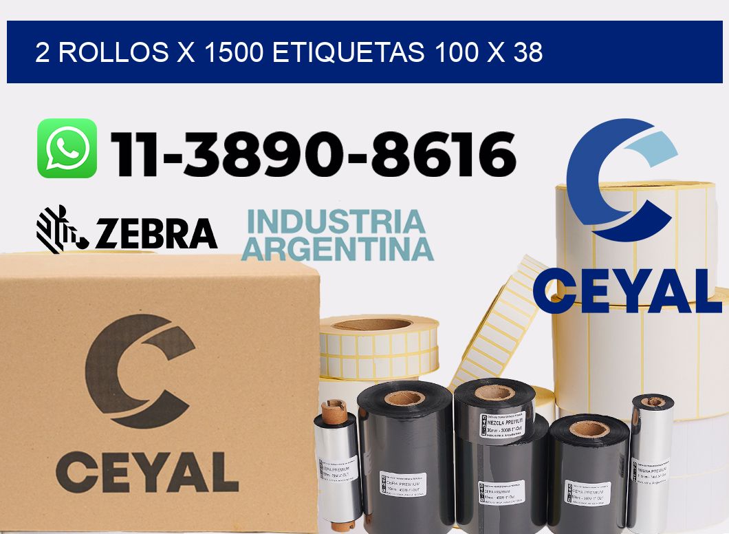 2 rollos x 1500 etiquetas 100 x 38