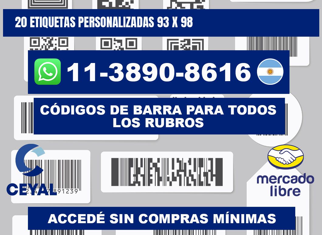 20 ETIQUETAS PERSONALIZADAS 93 x 98