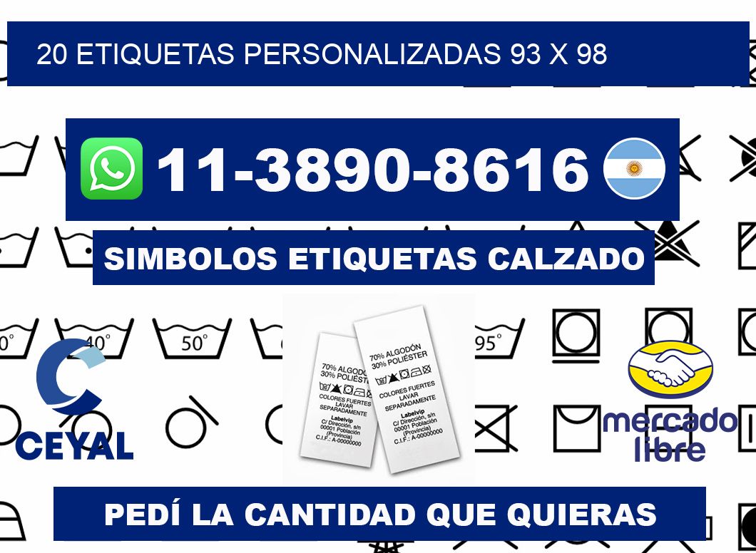 20 ETIQUETAS PERSONALIZADAS 93 x 98