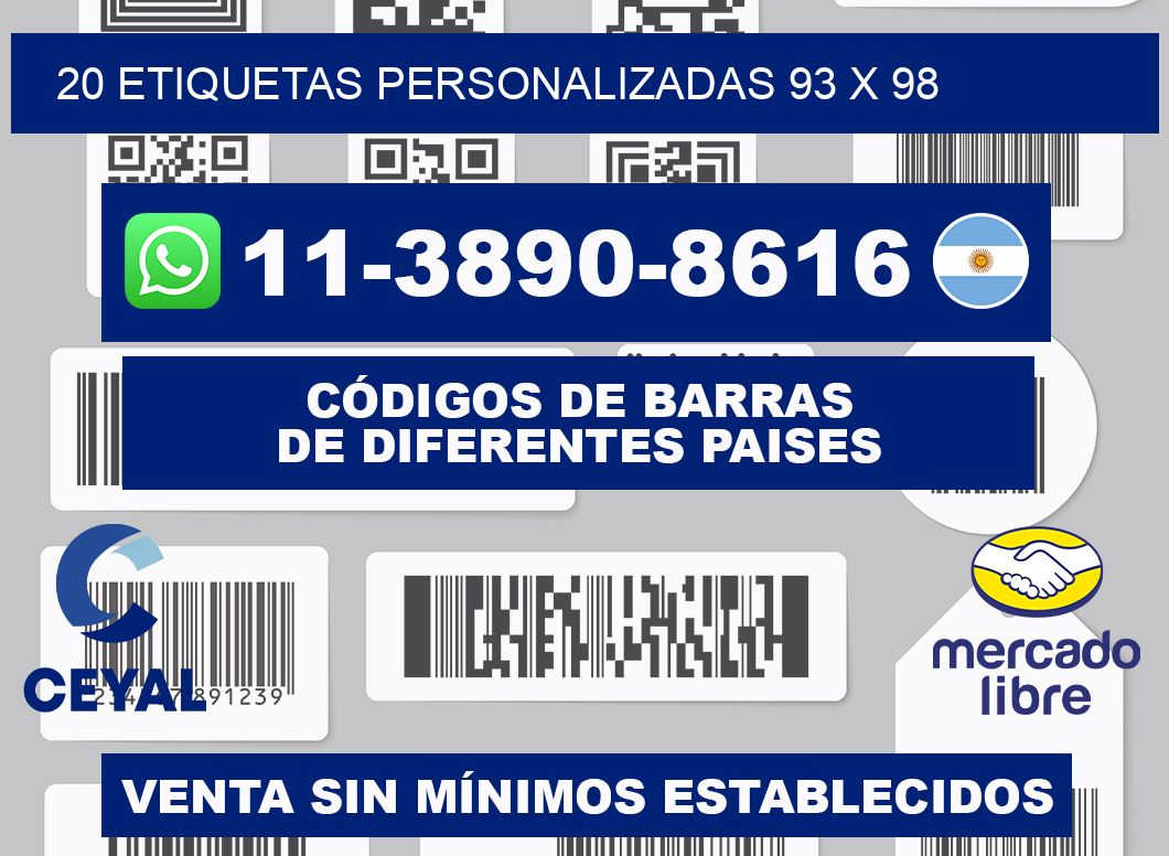 20 ETIQUETAS PERSONALIZADAS 93 x 98
