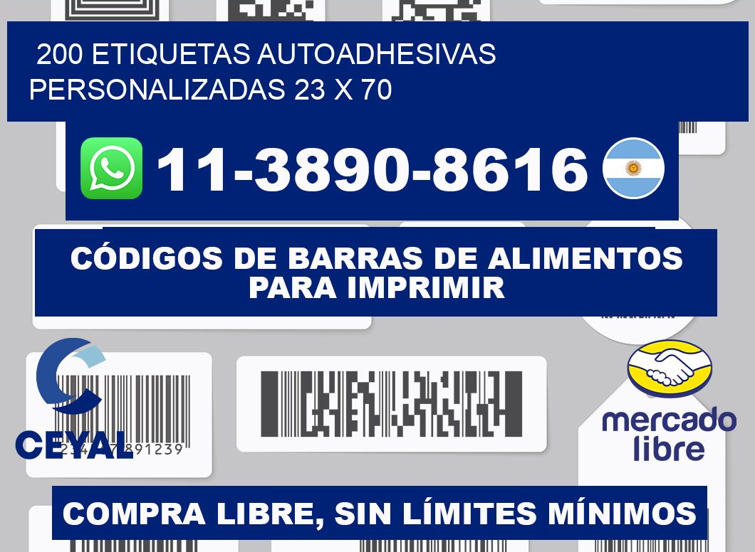 200 Etiquetas autoadhesivas personalizadas 23 x 70