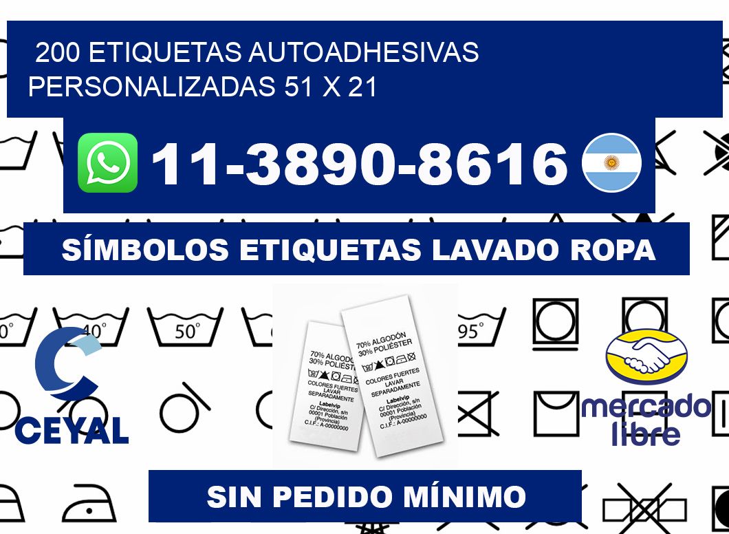 200 Etiquetas autoadhesivas personalizadas 51 x 21