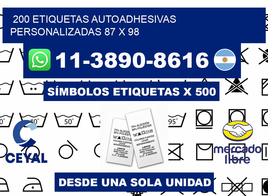 200 Etiquetas autoadhesivas personalizadas 87 x 98