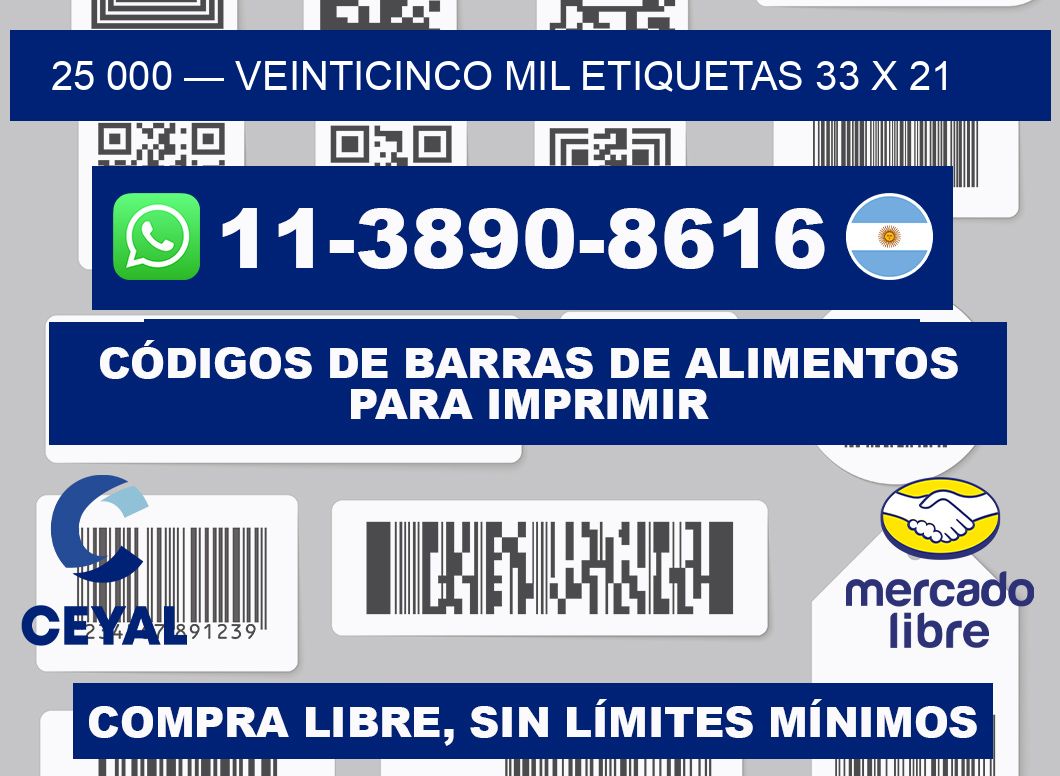 25 000 — veinticinco mil etiquetas 33 x 21