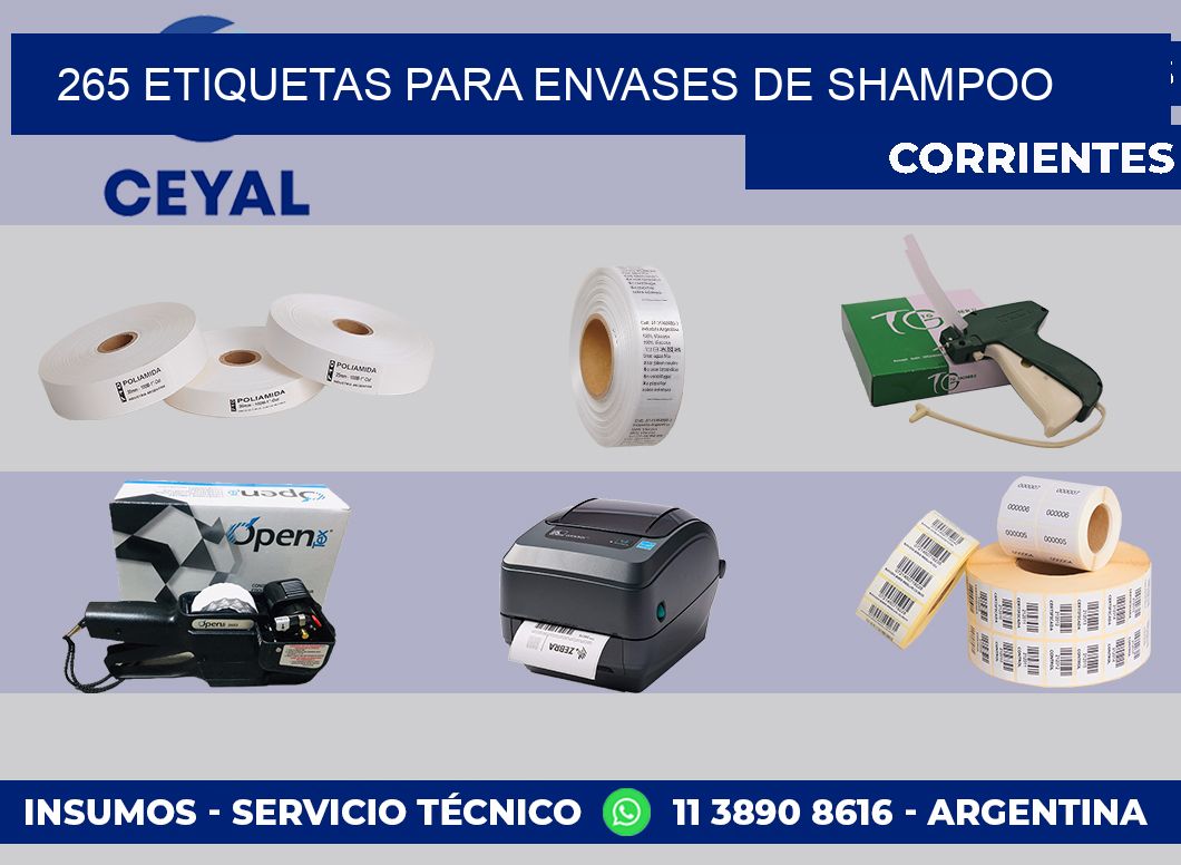 265 Etiquetas para envases de shampoo