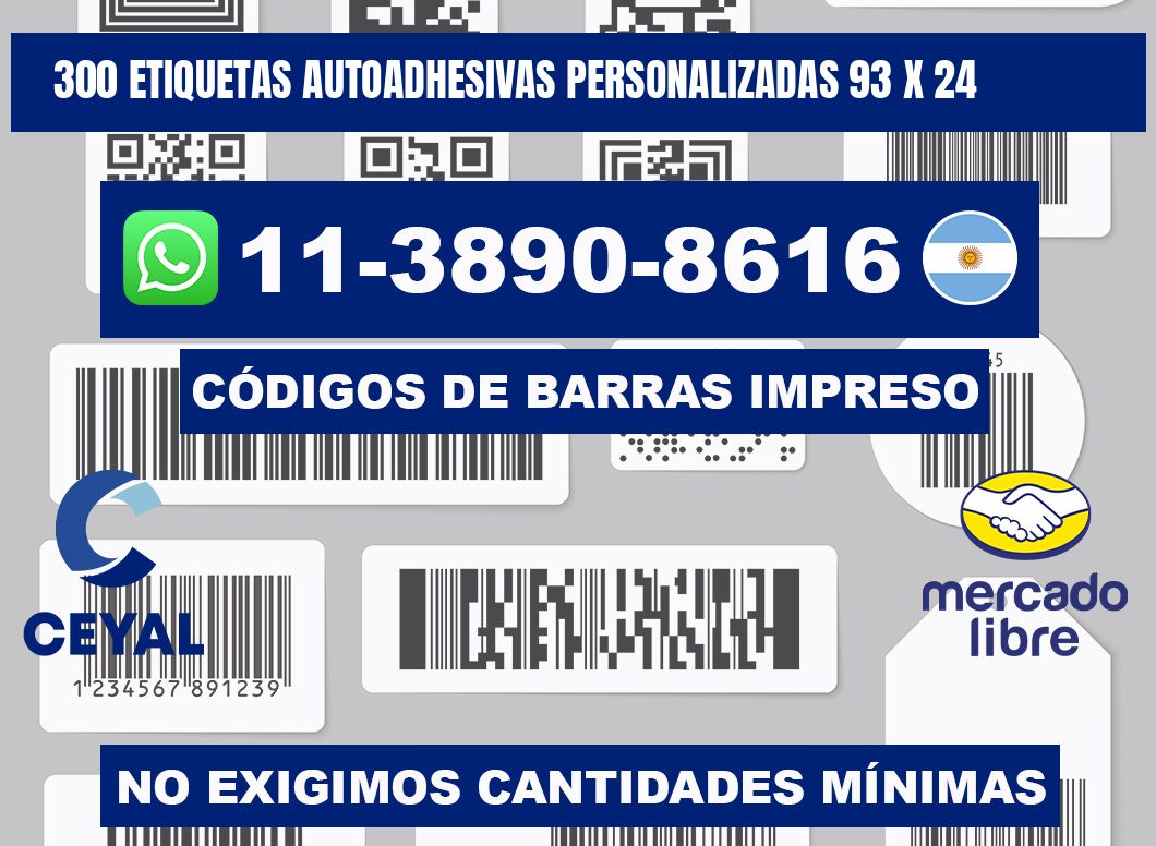 300 Etiquetas autoadhesivas personalizadas 93 x 24