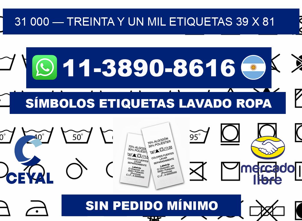 31 000 — treinta y un mil etiquetas 39 x 81