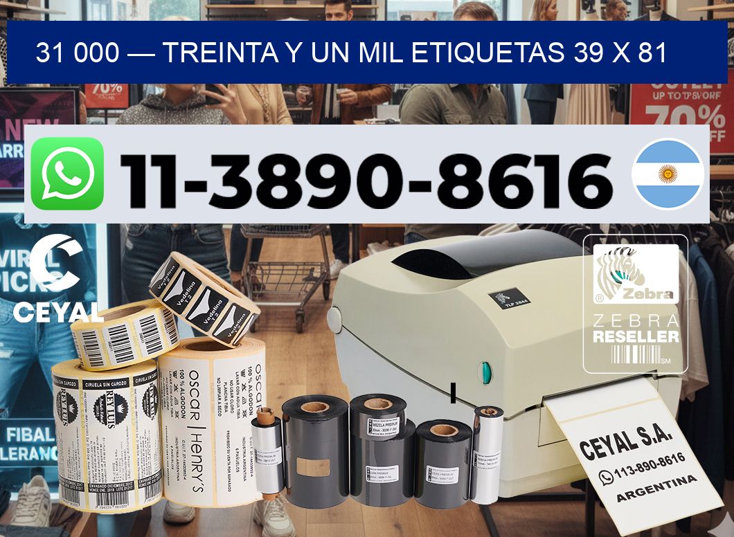 31 000 — treinta y un mil etiquetas 39 x 81