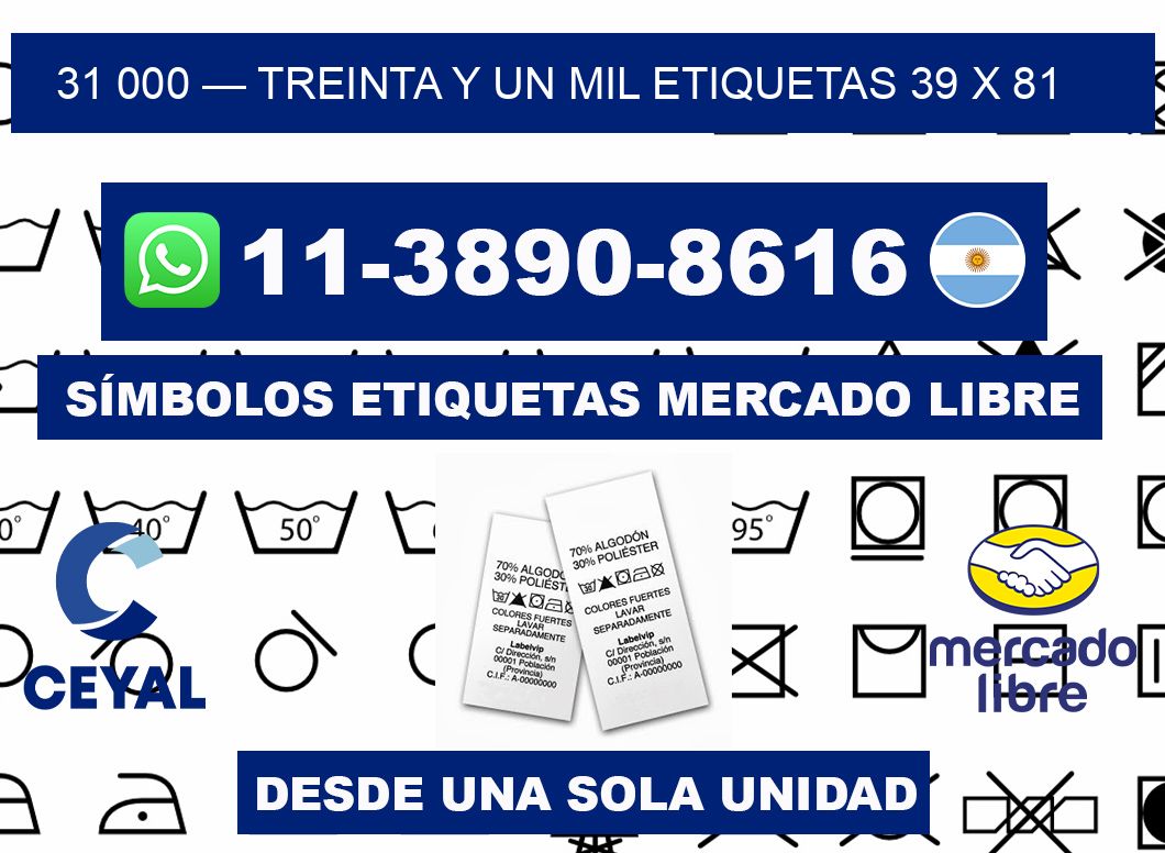 31 000 — treinta y un mil etiquetas 39 x 81