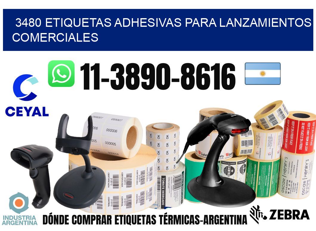 3480 Etiquetas adhesivas para lanzamientos comerciales