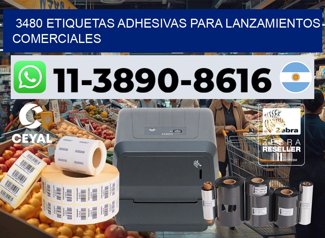 3480 Etiquetas adhesivas para lanzamientos comerciales