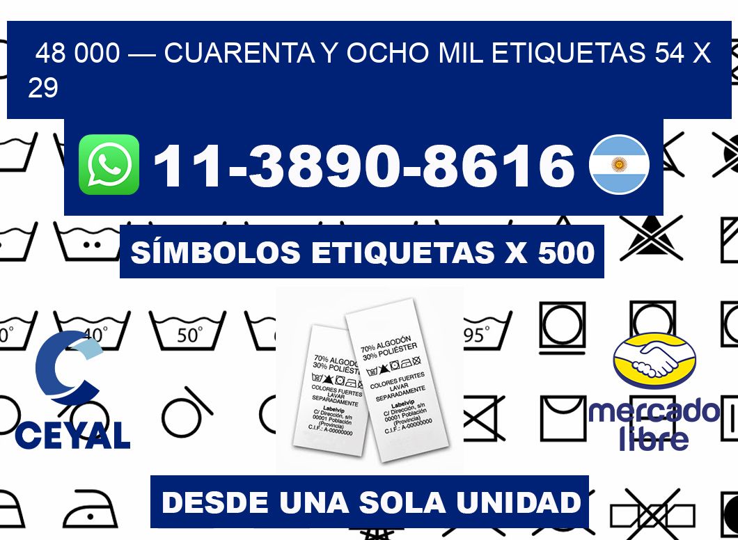 48 000 — cuarenta y ocho mil etiquetas 54 x 29