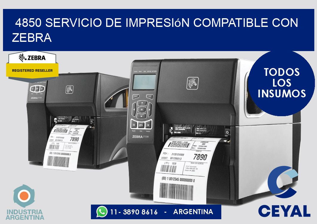 4850 Servicio de impresión compatible con Zebra