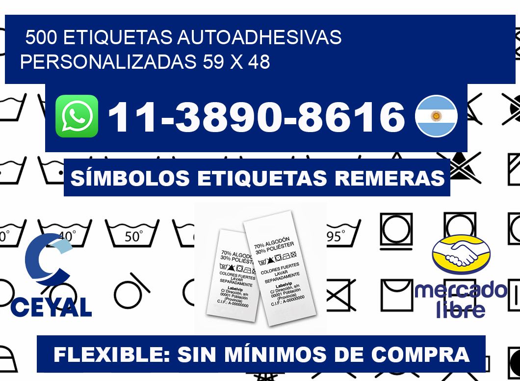 500 Etiquetas autoadhesivas personalizadas 59 x 48
