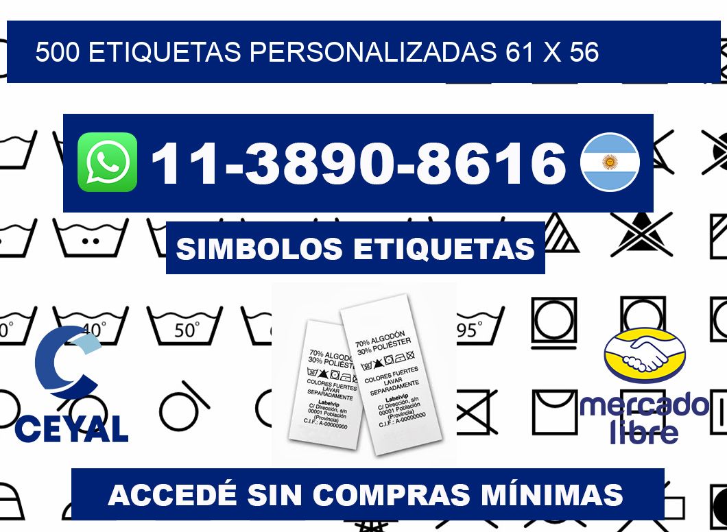 500 etiquetas personalizadas 61 x 56