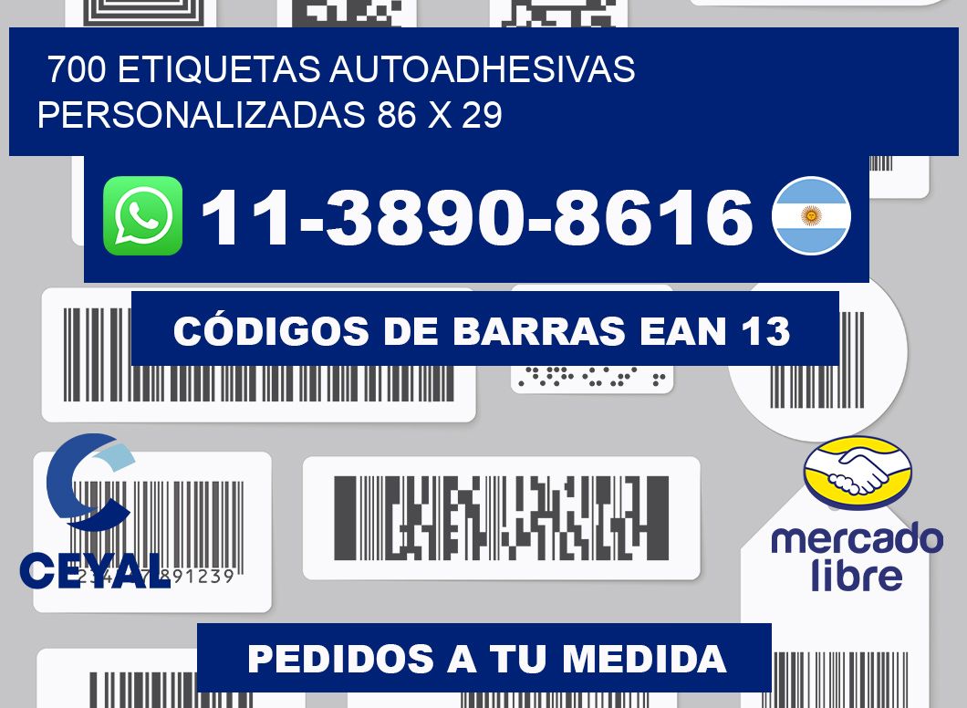 700 Etiquetas autoadhesivas personalizadas 86 x 29
