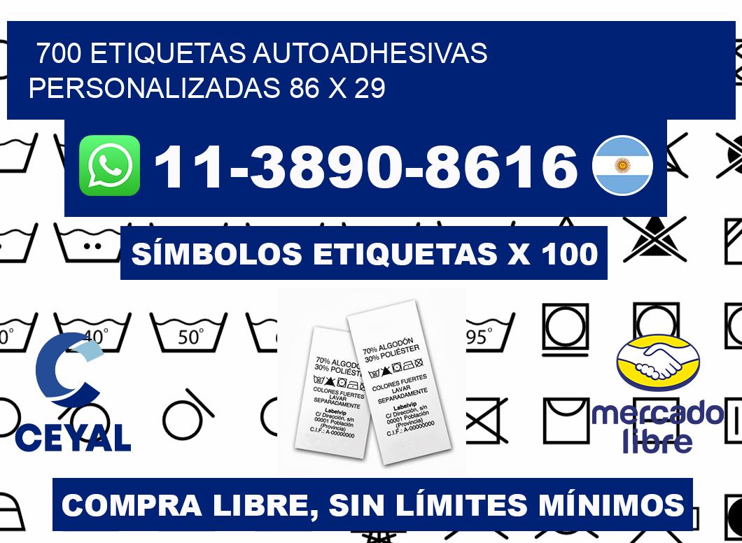 700 Etiquetas autoadhesivas personalizadas 86 x 29