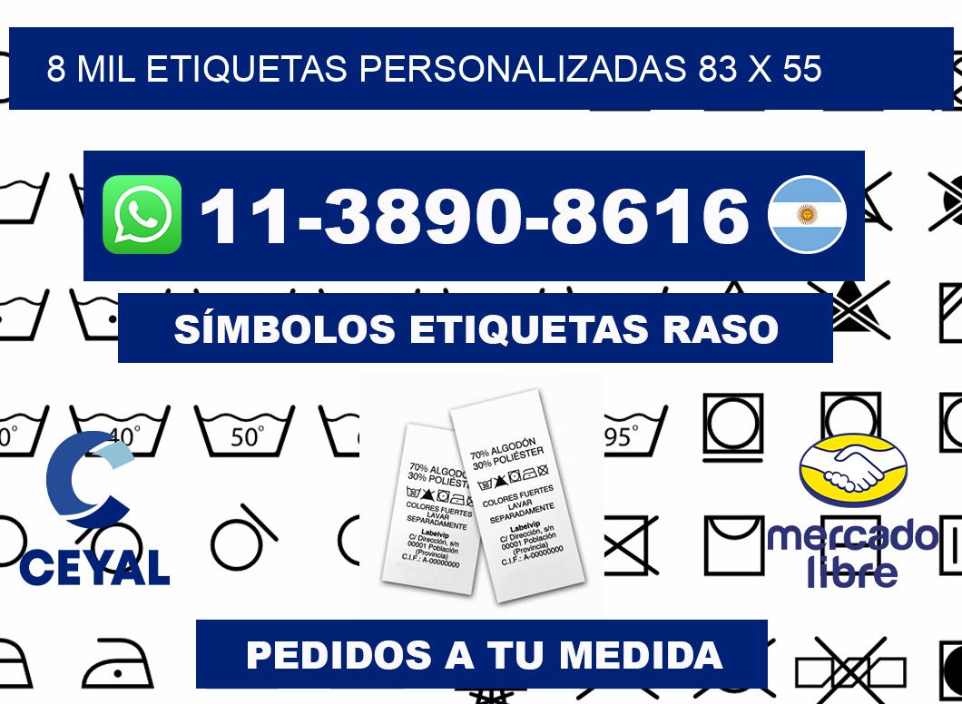 8 mil etiquetas personalizadas 83 x 55